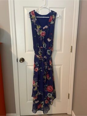 Apt. 9 Navy Floral Sleeveless High-Low Midi Dress